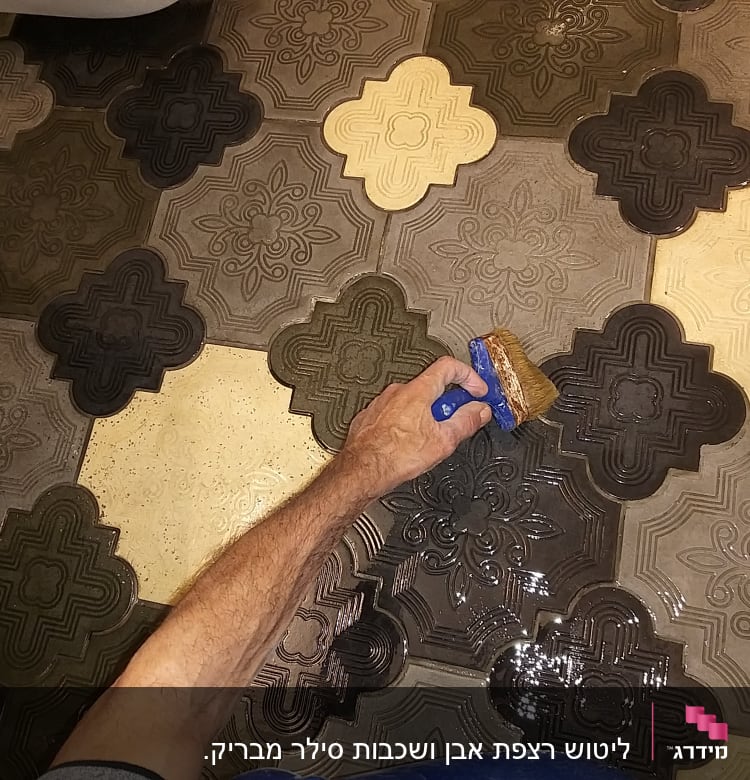 יד אוחזת במברשת לניקוי רצפה מעוצבת